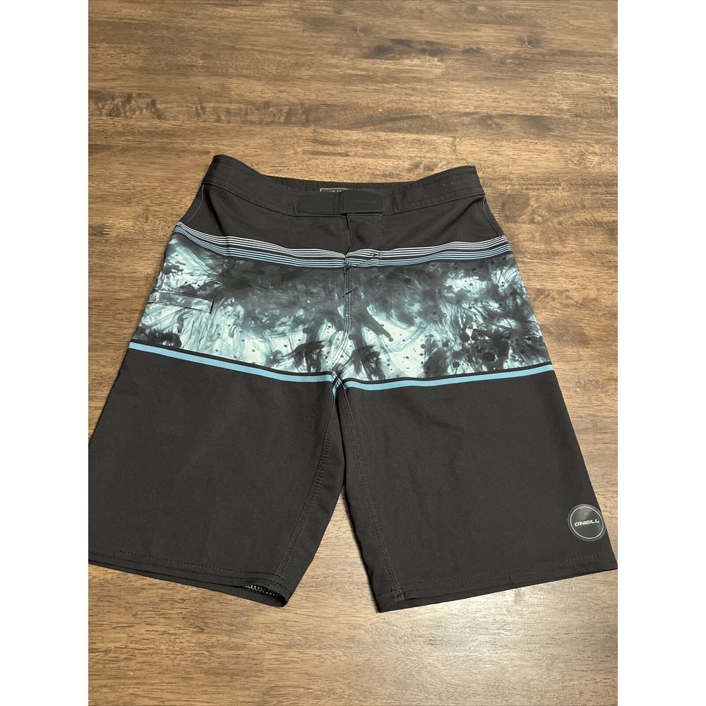 Boys O'neill Hybrid Board Shorts Hyper Freak Hydro No Tie Fly 25 Black Trunks